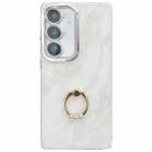 For Samsung Galaxy S24 5G Electroplated Marble Texture Ring Holder Phone Case(White S8) - 1