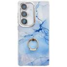 For Samsung Galaxy S24 5G Electroplated Marble Texture Ring Holder Phone Case(Blue S11) - 1