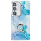 For Samsung Galaxy A25 5G Electroplated Marble Texture Ring Holder Phone Case(Blue Green S9) - 1