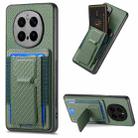 For Honor Magic7 Pro Carbon Fiber Fold Stand Elastic Card Bag Phone Case(Green) - 1