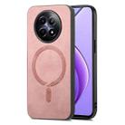 For Realme 12 5G Retro MagSafe Magnetic PU Back Cover Phone Case(Pink) - 1