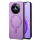 For Realme 12 5G Retro MagSafe Magnetic PU Back Cover Phone Case(Purple) - 1