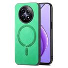 For Realme 12 5G Retro MagSafe Magnetic PU Back Cover Phone Case(Green) - 1