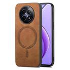 For Realme 12 5G Retro MagSafe Magnetic PU Back Cover Phone Case(Brown) - 1