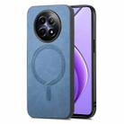 For Realme 12 5G Retro MagSafe Magnetic PU Back Cover Phone Case(Blue) - 1
