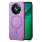 For Realme 12+ 5G Retro MagSafe Magnetic PU Back Cover Phone Case(Purple) - 1