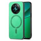 For Realme 12+ 5G Retro MagSafe Magnetic PU Back Cover Phone Case(Green) - 1