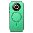 For Realme 12+ 5G Retro MagSafe Magnetic PU Back Cover Phone Case(Green) - 2