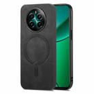 For Realme 12+ 5G Retro MagSafe Magnetic PU Back Cover Phone Case(Black) - 1