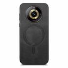 For Realme 12+ 5G Retro MagSafe Magnetic PU Back Cover Phone Case(Black) - 2