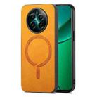 For Realme 12+ 5G Retro MagSafe Magnetic PU Back Cover Phone Case(Yellow) - 1