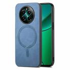 For Realme 12+ 5G Retro MagSafe Magnetic PU Back Cover Phone Case(Blue) - 1