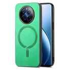 For Realme 12 Pro+ Retro MagSafe Magnetic PU Back Cover Phone Case(Green) - 1