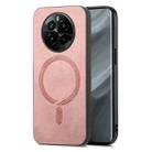 For Realme GT5 Pro Retro MagSafe Magnetic PU Back Cover Phone Case(Pink) - 1