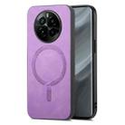 For Realme GT5 Pro Retro MagSafe Magnetic PU Back Cover Phone Case(Purple) - 1