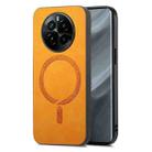 For Realme GT5 Pro Retro MagSafe Magnetic PU Back Cover Phone Case(Yellow) - 1