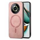 For Realme 11 Pro / Pro+ Retro MagSafe Magnetic PU Back Cover Phone Case(Pink) - 1