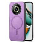 For Realme 11 Pro / Pro+ Retro MagSafe Magnetic PU Back Cover Phone Case(Purple) - 1