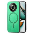 For Realme 11 Pro / Pro+ Retro MagSafe Magnetic PU Back Cover Phone Case(Green) - 1