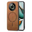 For Realme 11 Pro / Pro+ Retro MagSafe Magnetic PU Back Cover Phone Case(Brown) - 1