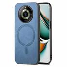 For Realme 11 Pro / Pro+ Retro MagSafe Magnetic PU Back Cover Phone Case(Blue) - 1