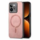 For Realme GT7 Pro Retro MagSafe Magnetic PU Back Cover Phone Case(Pink) - 1