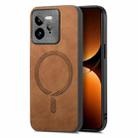 For Realme GT7 Pro Retro MagSafe Magnetic PU Back Cover Phone Case(Brown) - 1