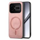 For Realme GT5 5G Retro MagSafe Magnetic PU Back Cover Phone Case(Pink) - 1