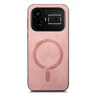 For Realme GT5 5G Retro MagSafe Magnetic PU Back Cover Phone Case(Pink) - 2