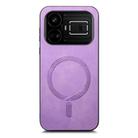 For Realme GT5 5G Retro MagSafe Magnetic PU Back Cover Phone Case(Purple) - 2