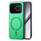 For Realme GT5 5G Retro MagSafe Magnetic PU Back Cover Phone Case(Green) - 1