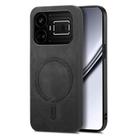 For Realme GT5 5G Retro MagSafe Magnetic PU Back Cover Phone Case(Black) - 1