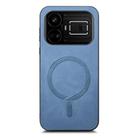 For Realme GT5 5G Retro MagSafe Magnetic PU Back Cover Phone Case(Blue) - 2