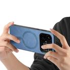 For Realme GT5 5G Retro MagSafe Magnetic PU Back Cover Phone Case(Blue) - 3