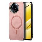 For Realme 11 5G Retro MagSafe Magnetic PU Back Cover Phone Case(Pink) - 1