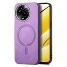 For Realme 11 5G Retro MagSafe Magnetic PU Back Cover Phone Case(Purple) - 1