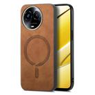 For Realme 11 5G Retro MagSafe Magnetic PU Back Cover Phone Case(Brown) - 1