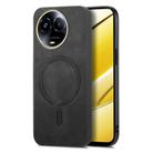 For Realme 11 5G Retro MagSafe Magnetic PU Back Cover Phone Case(Black) - 1