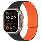 For Apple Watch 46mm / 49mm / 45mm / 44mm Litchi Texture Magnetic Silicone Watch Band(Black Orange) - 1