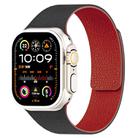 For Apple Watch 42mm / 41mm / 40mm / 38mm Litchi Texture Magnetic Silicone Watch Band(Black Red) - 1