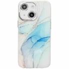 For iPhone 13 Electroplated Marble Texture Phone Case(Light Blue M5) - 1