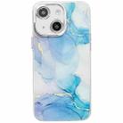 For iPhone 13 Electroplated Marble Texture Phone Case(Blue Green M9) - 1