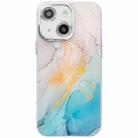 For iPhone 13 Electroplated Marble Texture Phone Case(Yellow Green M13) - 1