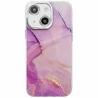 For iPhone 13 Electroplated Marble Texture Phone Case(Gold Purple Red M15) - 1