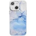 For iPhone 14 Electroplated Marble Texture Phone Case(Blue M11) - 1