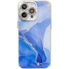 For iPhone 14 Pro Electroplated Marble Texture Phone Case(Dark Blue M16) - 1