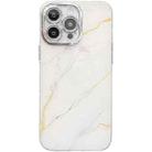 For iPhone 14 Pro Max Electroplated Marble Texture Phone Case(Gold White M1) - 1