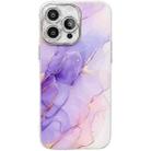 For iPhone 14 Pro Max Electroplated Marble Texture Phone Case(Purple M3) - 1