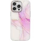 For iPhone 14 Pro Max Electroplated Marble Texture Phone Case(Light Purple M6) - 1