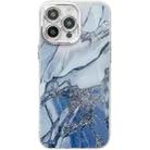 For iPhone 14 Pro Max Electroplated Marble Texture Phone Case(Navy Blue M17) - 1